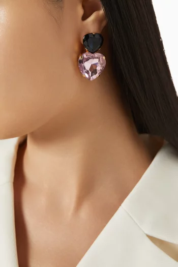 Crystal Heart Earrings in Gold-plated Brass
