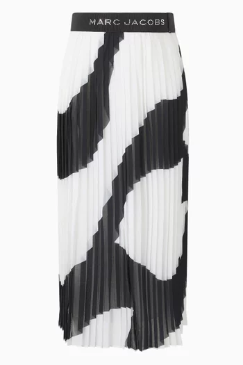 Zebra-print Pleated Midi Skirt in Voile