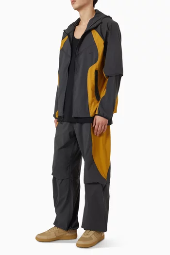 Tech Colour-block Windrunner Oversized Jacket in Stretch Nylon