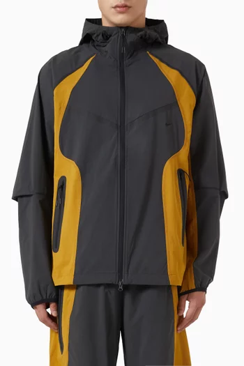 Tech Colour-block Windrunner Oversized Jacket in Stretch Nylon