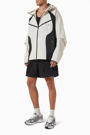 Tech Colour-block Windrunner Oversized Jacket in Stretch Nylon