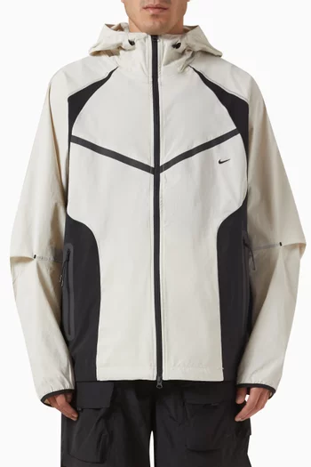 Tech Colour-block Windrunner Oversized Jacket in Stretch Nylon