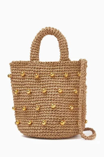 Golden Bucket Bag in Raffia