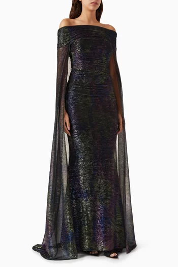 Off-shoulder Mermaid Cape Dress