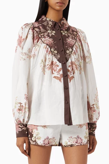 Diza Yoke Shirt in Linen Blend