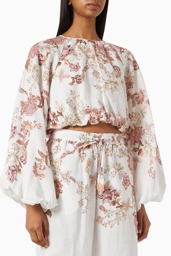 Diza Bubble Hem Top in Linen Blend
