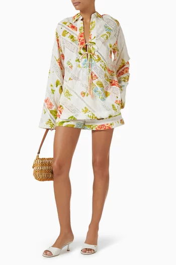 Dhun Tassel Tunic Top in Linen Blend