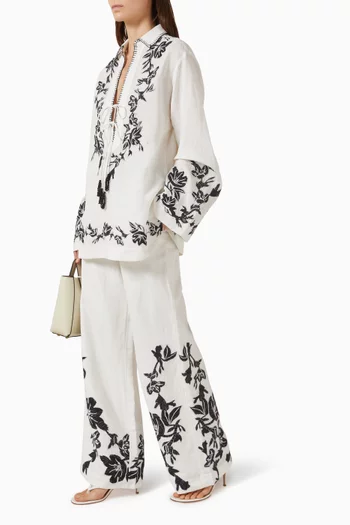 Belted Pants in Linen Blend