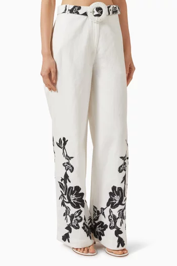 Belted Pants in Linen Blend