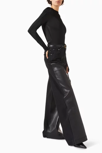 Leather-panel Jeans in Denim