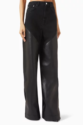 Leather-panel Jeans in Denim