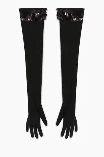 Payette Embroidered Gloves in Jersey