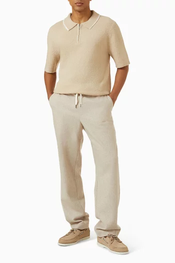 Sporty Zip Knit Polo in Boucle