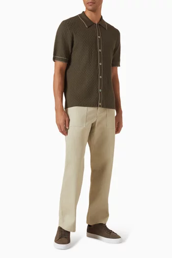 Checkerboard Knitted Shirt in Cotton