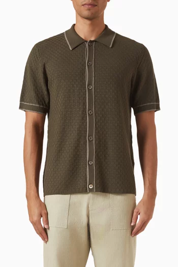Checkerboard Knitted Shirt in Cotton