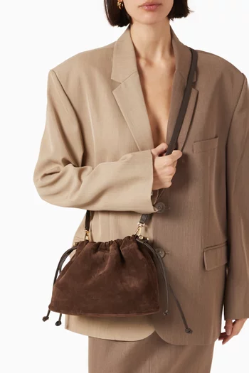 حقيبة شارلوت متوسطة برباط تضييق شمواه جلد عجل