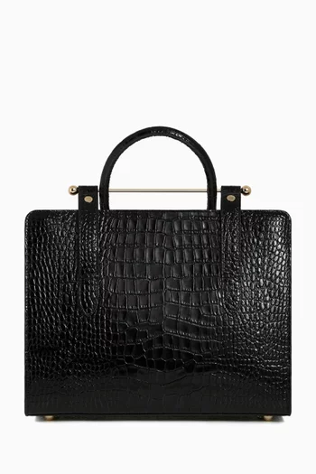 Midi Tote Bag in Croc-embossed Leather