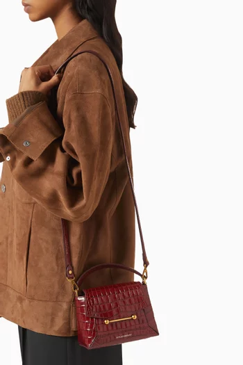 Nano Mosaic Top-handle Bag in Croc-embossed Leather
