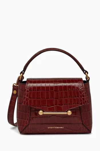 Nano Mosaic Top-handle Bag in Croc-embossed Leather