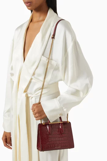 Nano Tote Bag in Croc-embossed Leather