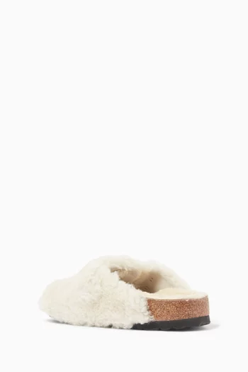 Boston Big Buckle Mules in Shearling