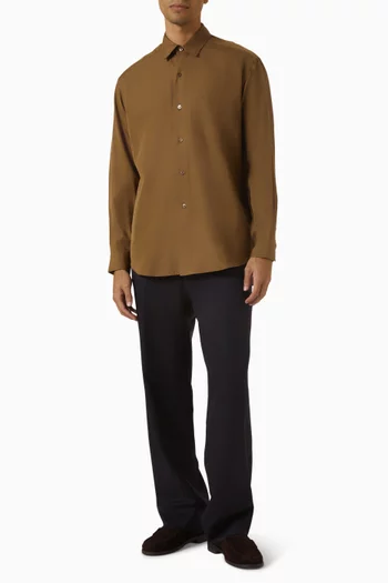 قميص بياقة قطن وحرير