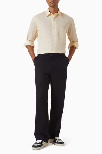 قميص بياقة قطن وحرير