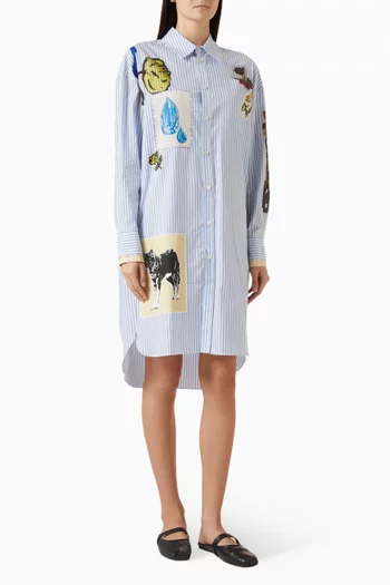 Striped Shirt Dress in Poplin