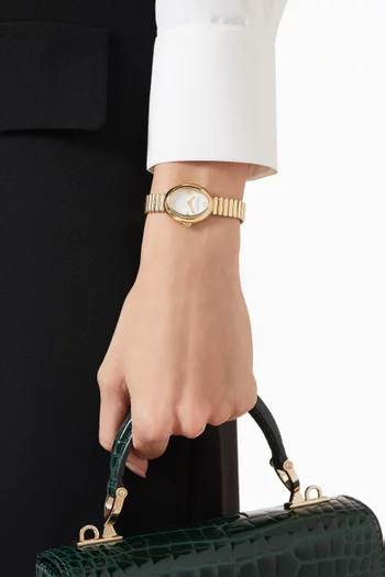 ساعة سامي كوارتز ستانلس ستيل مطلي بلون ذهبي، 22 مم