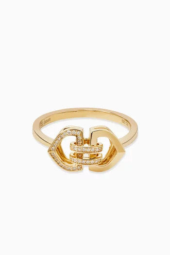 Dome Art Deco Diamond Ring in 18kt Yellow Gold