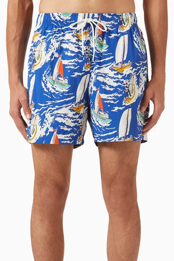 شورت سباحة متوسط الطول بنقشة نايلون