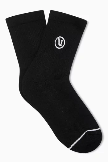 Half Crew Socks in Ribbed-knit