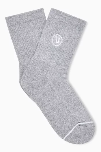 Half Crew Socks in Ribbed-knit