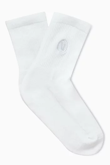 Half Crew Socks in Ribbed-knit