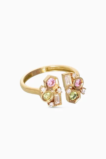 Beehive Diamond Cluster Ring in 18kt Yellow Gold