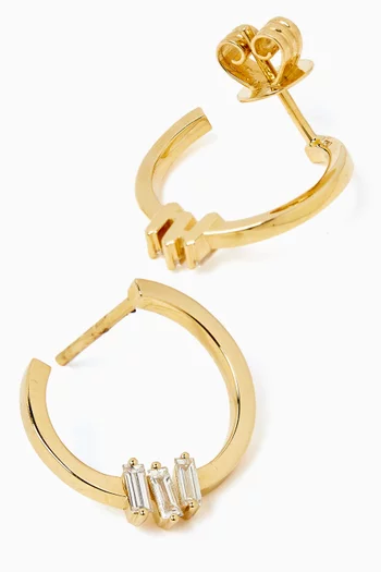 Timeless Baguette Diamond Round Earrings in 18kt Gold