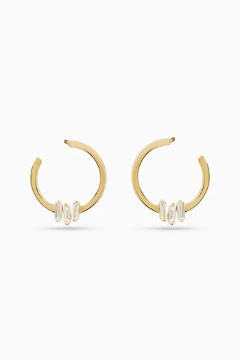 Timeless Baguette Diamond Round Earrings in 18kt Gold