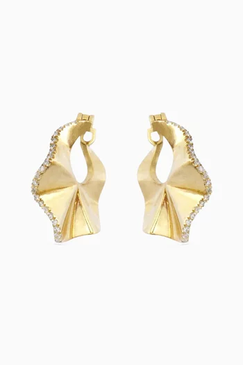 Plain Grove Diamond Hoop Earrings in 18kt Gold
