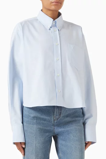 Ami De Coeur Cropped Oversized Shirt in Cotton Oxford