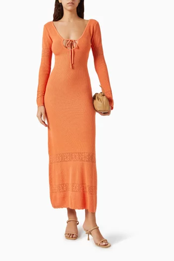 Rita Crochet Maxi Dress in Cotton