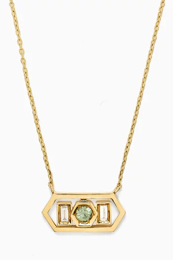 Beehive Honey Diamond & Sapphire Necklace in 18kt Gold