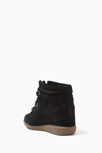 Bobby Wedge Sneakers in Suede Calfskin