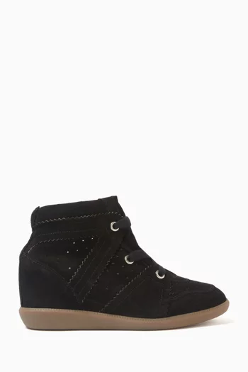 Bobby Wedge Sneakers in Suede Calfskin