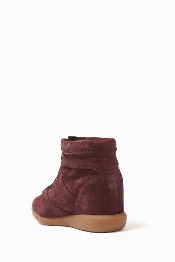 Bobby Wedge Sneakers in Suede Calfskin