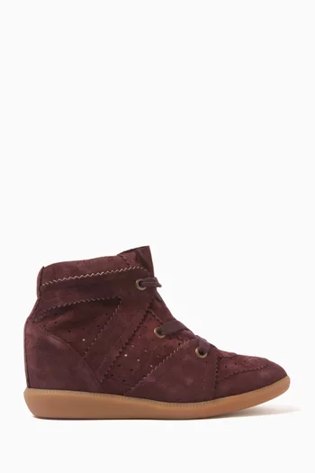 Bobby Wedge Sneakers in Suede Calfskin