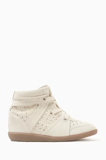 Bobby Wedge Sneakers in Suede Calfskin