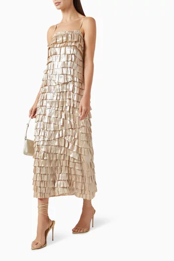Samara Midi Layered Dress in Plissé
