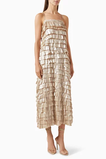 Samara Midi Layered Dress in Plissé