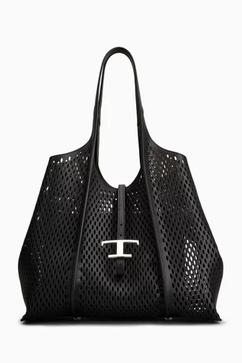 T Timeless Shopping Shoulder Bag in Perforated Leather