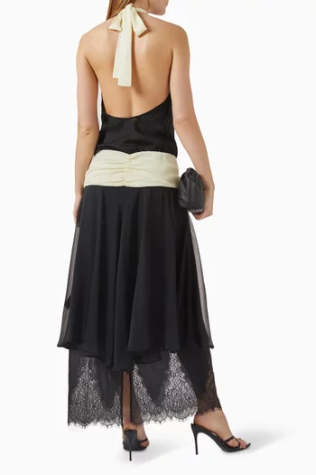 Lace-trim Dress in Chiffon